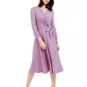 Weekend Max Mara Pink Geometric Long Sleeve Dress Size 4